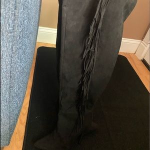 Jessie James decker high thigh black heal boots